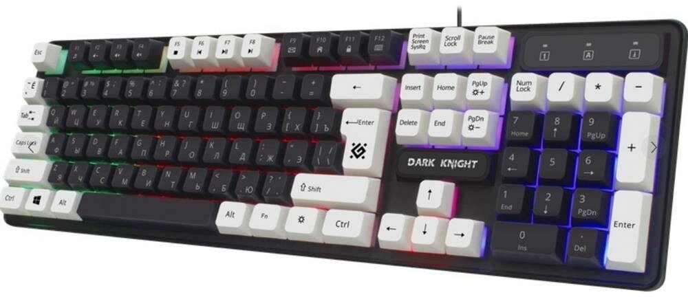 Клавиатура игровая DEFENDER Dark Knight GK-077 45077, черно-белая