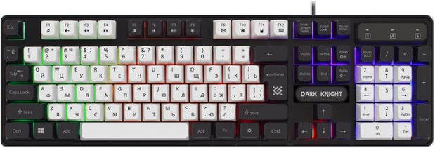 Клавиатура игровая проводная DEFENDER Dark Knight GK-077 45078 ,бело-черная