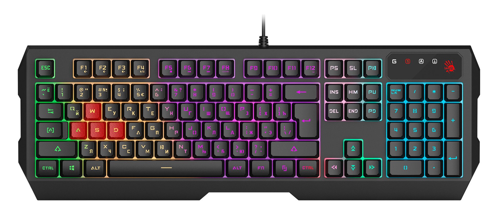 Клавиатура A4Tech Bloody B140N черный USB Multimedia for gamer LED