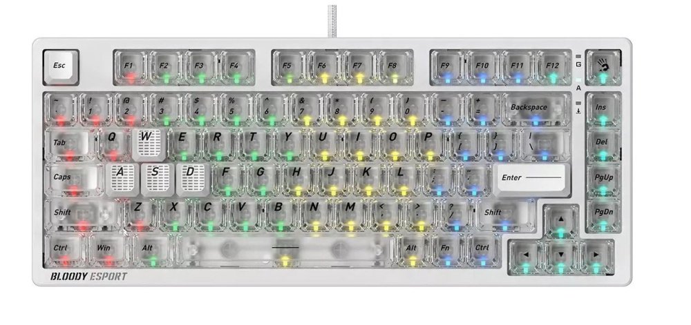 Клавиатура A4Tech MS76 белый USB Multimedia for gamer LED