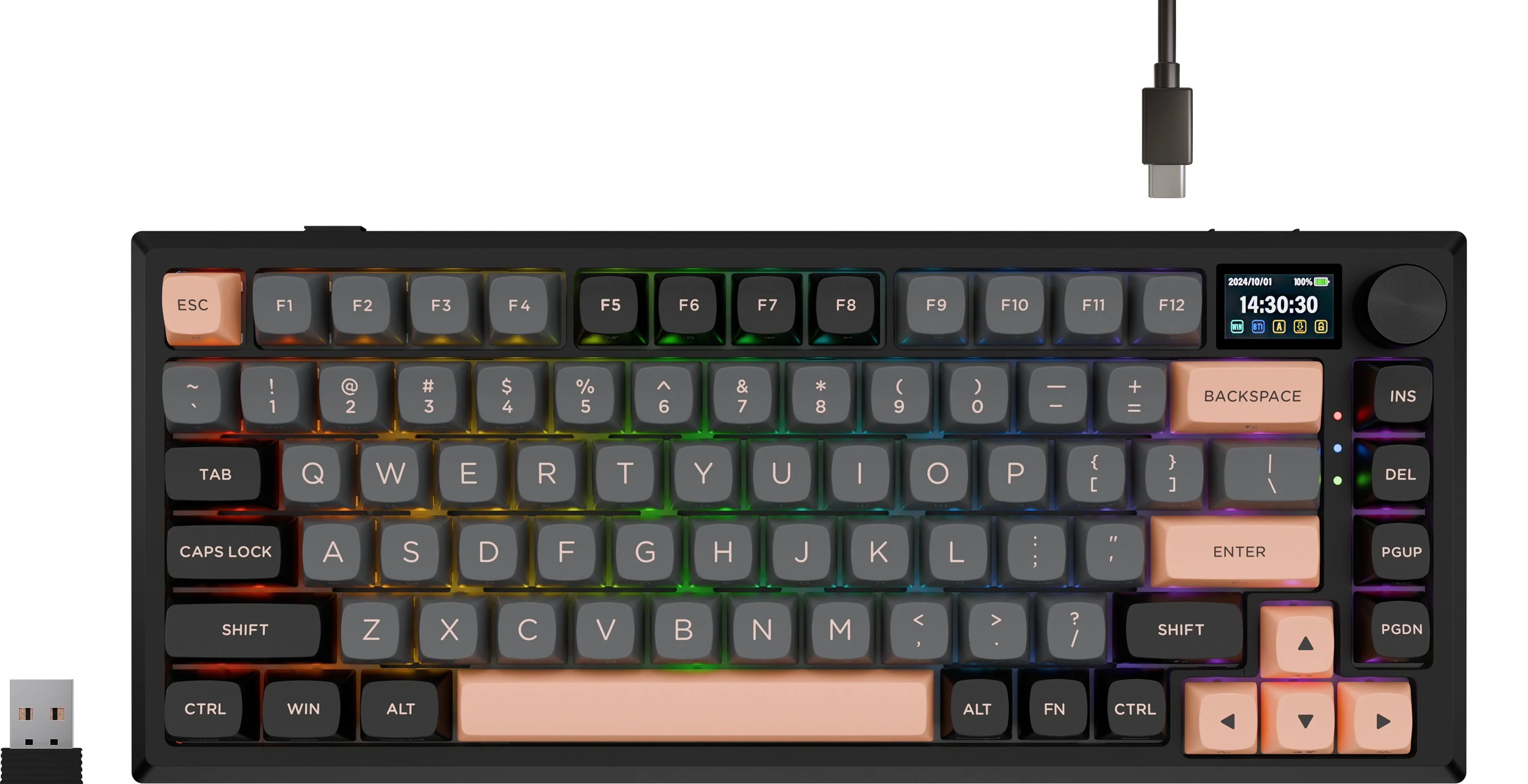 Клавиатура REDRAGON Eclipse Pro RU,RGB,BT+2.4G,чрн,металл,дисп (72708)