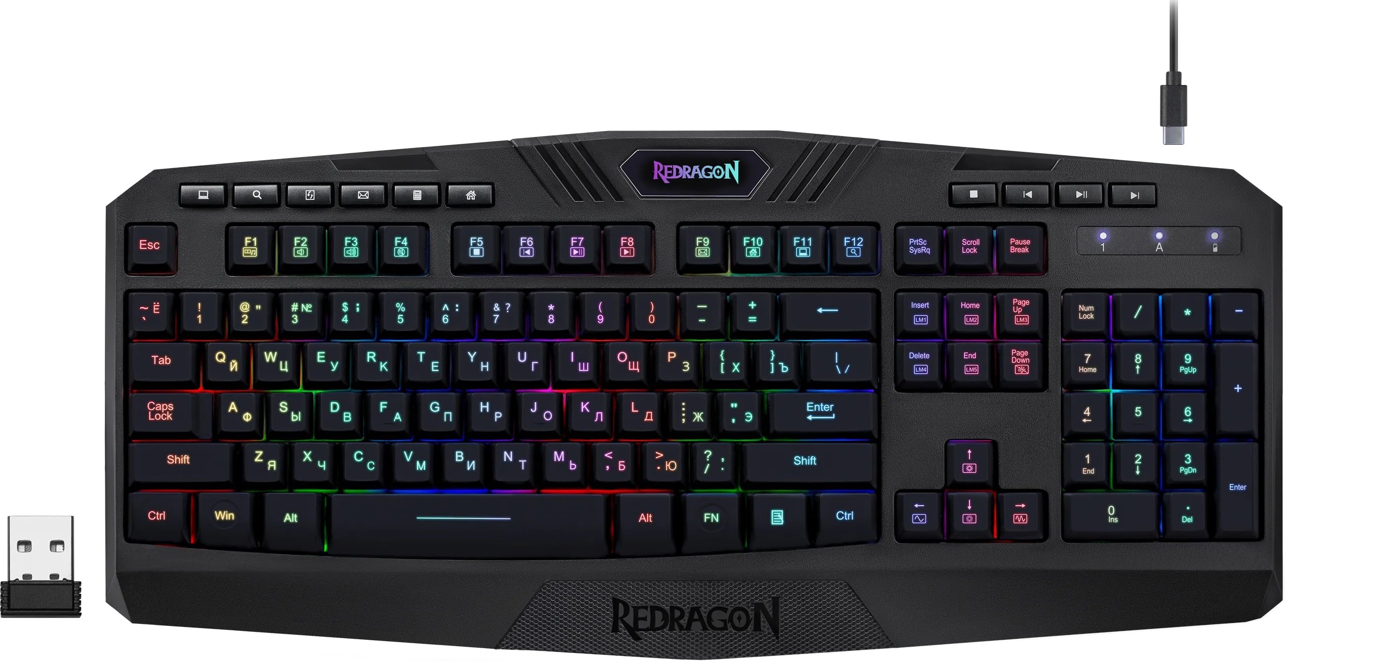 Клавиатура беспроводная REDRAGON Harpe Wireless,черная,мембран. (73167)