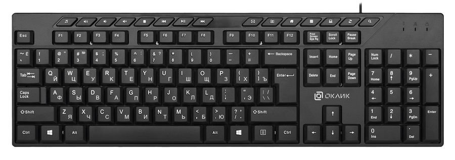 Клавиатура Oklick 125M черный USB Multimedia (1678108)