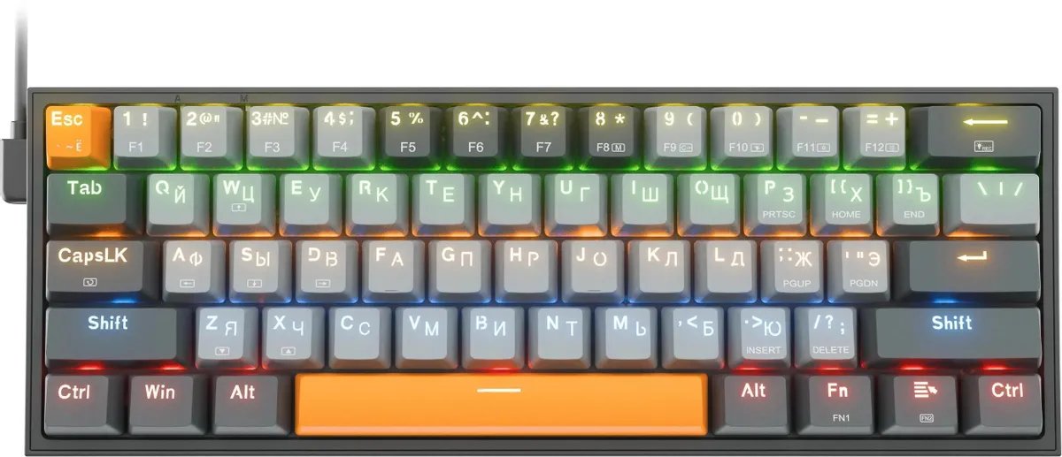 Клавиатура REDRAGON Fizz, Rainbow, сер-оранж (72600)