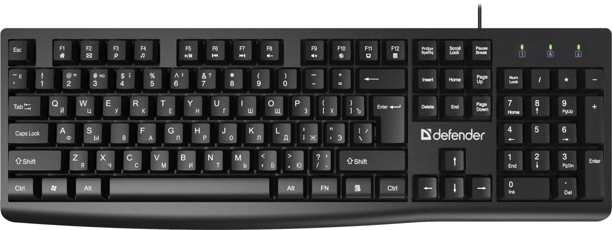 Клавиатура DEFENDER Navigator HB-138 RU, черн,104 кнопки+FN,1.8м (45138)