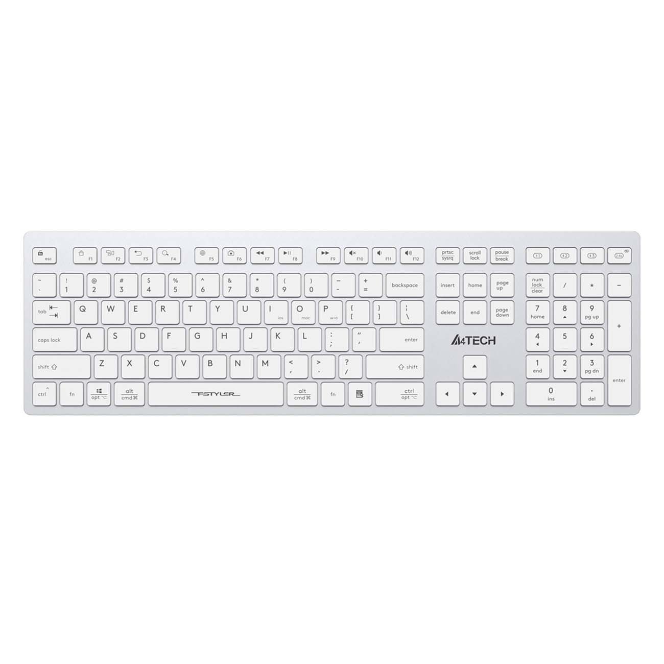 Клавиатура A4Tech Fstyler FBX50C белый USB беспроводная BT/Radio slim Multimedia (FBX50C WHITE)