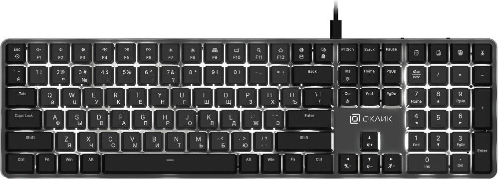 Клавиатура Оклик K953X (1901086) механическая черный/серый USB Multimedia for gamer LED