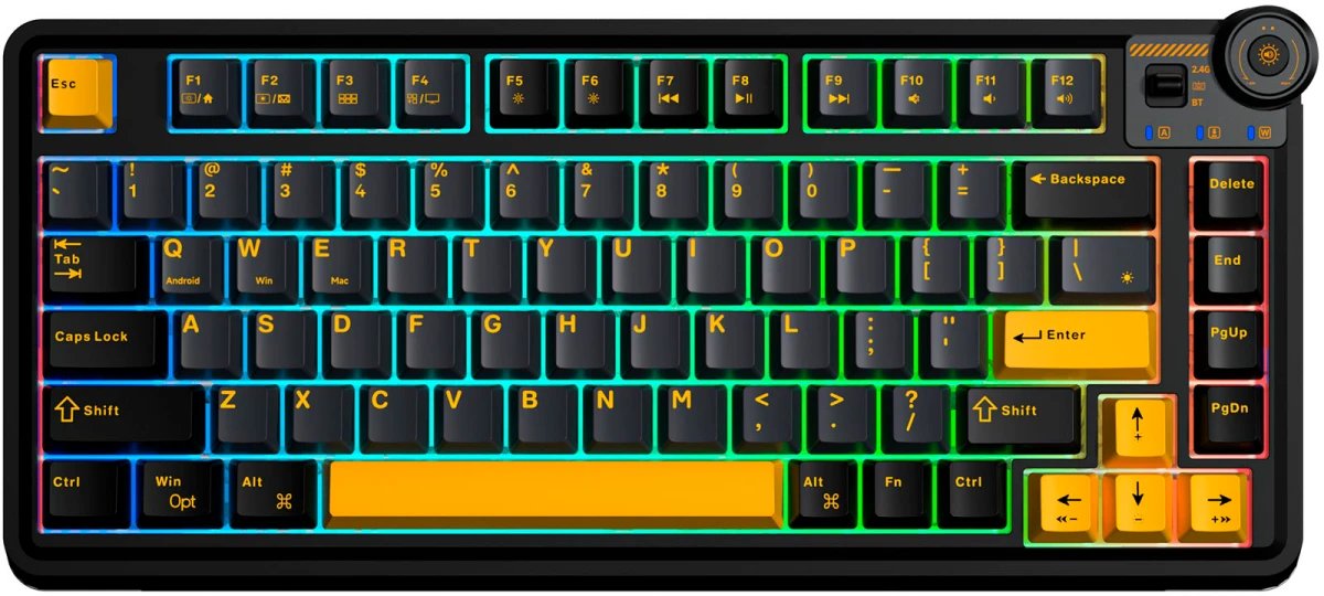 Клавиатура AULA AU75 игровая беспроводная механическая чёрно-оранжевый Star Vector свитчи РУС (Bluetooth, 2.4 Гц)