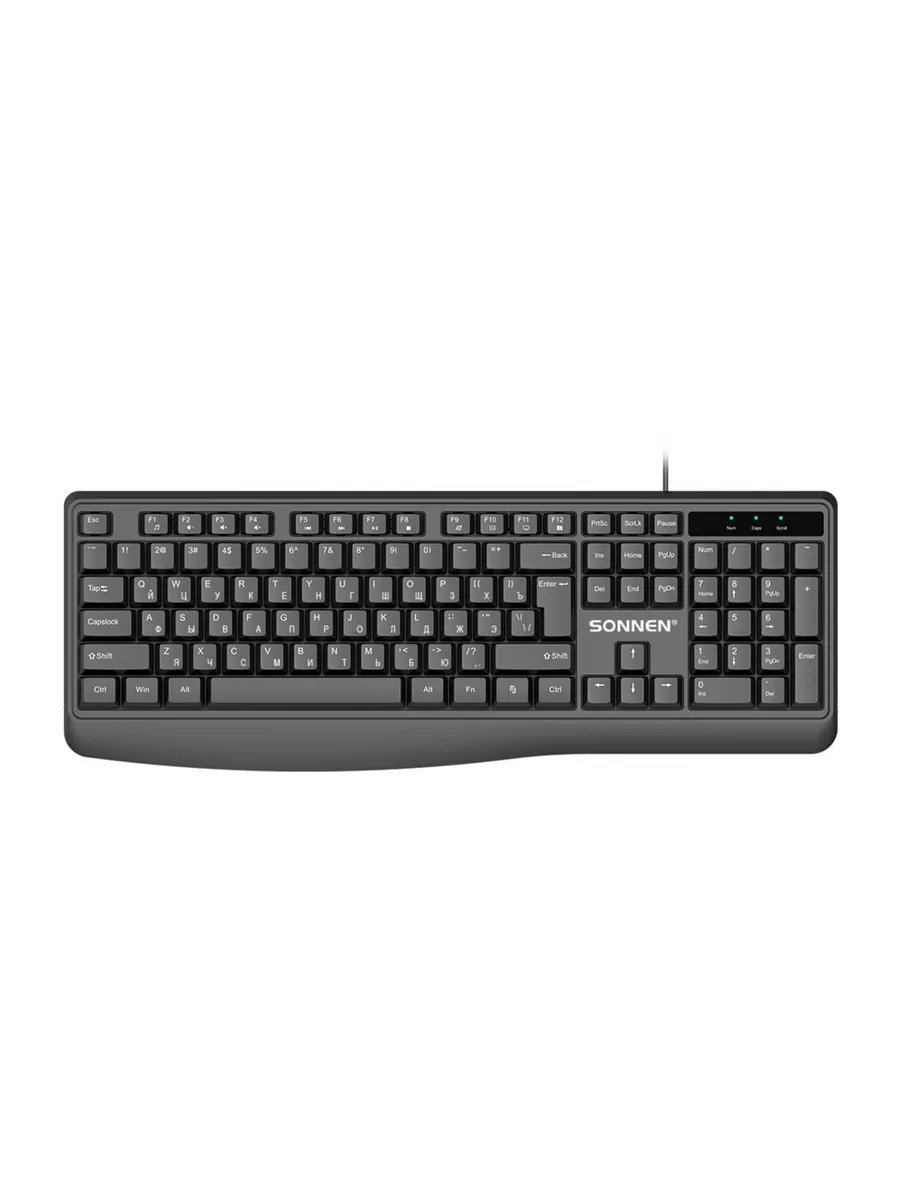 Клавиатура проводная SONNEN JK-205 (513949) бесшумная USB, 104 клавиши черная