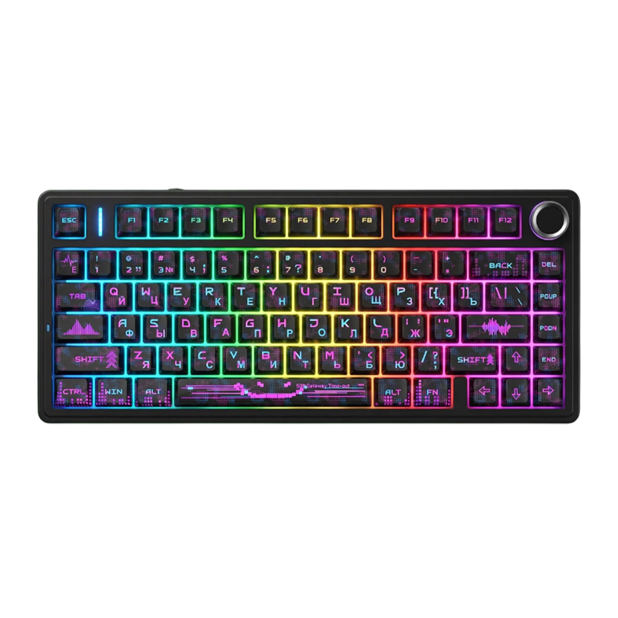 Клавиатура беспроводная AULA F75 чёрный Neonight бесшумные Cotton Candy свитчи РУС Bluetooth, 2.4Гц