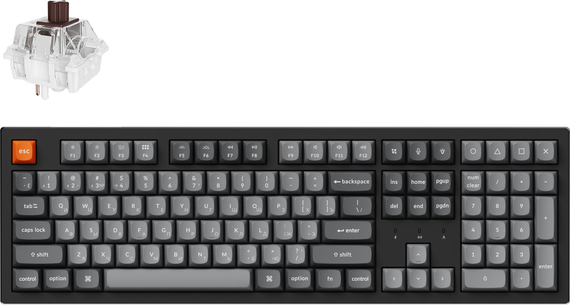 Клавиатура Keychron K10 Max (K10M-H3-RU) Swappable RGB Brown Switch Black