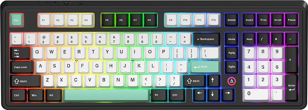 Клавиатура Ajazz AK980 V2 черный/белый/бирюзовый