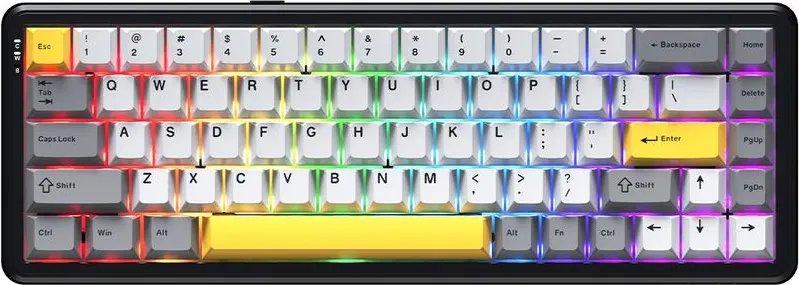 Клавиатура Ajazz AK680 Max (8+1K) черный/серый/желтый