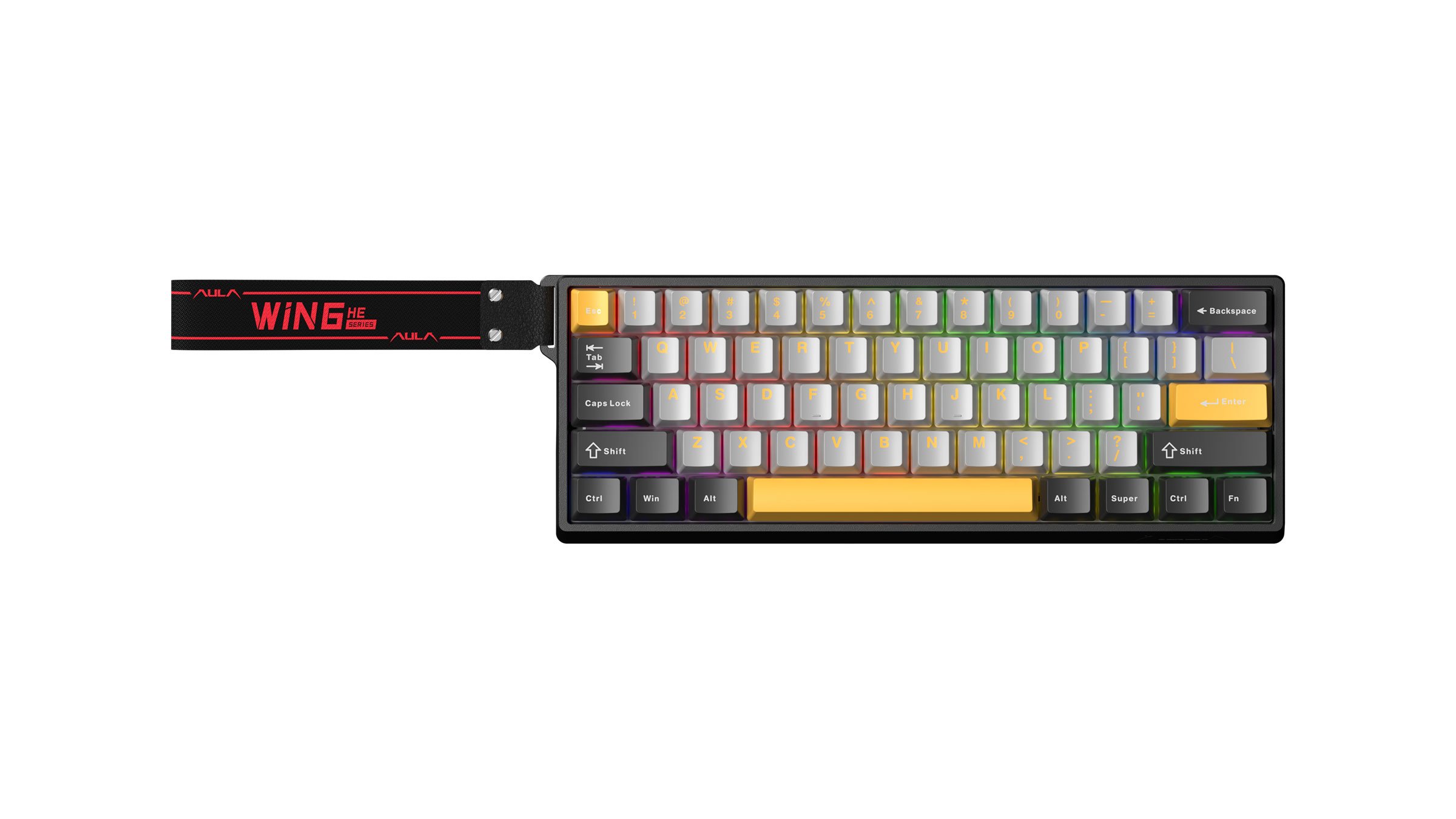 Клавиатура AULA WIN60HE Max Edition Dark Grey-Light Grey-Yellow Wing Chun Magnetic Switches
