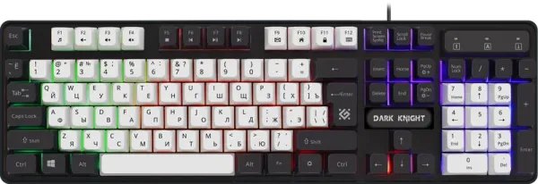Клавиатура проводная игровая DEFENDER Dark Knight GK-077 RU,104кн,радужная, бел-черная (1/20)