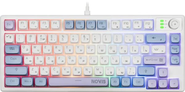 Клавиатура проводная игровая DEFENDER Novis GK-318 RU,бел/гол,80кн+FN,радуж,1.5м (1/20)