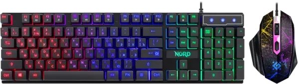 Комплект проводной игровой Клавиатура + Мышь DEFENDER Nord GS-959 RU,черн,радуж (1/16)