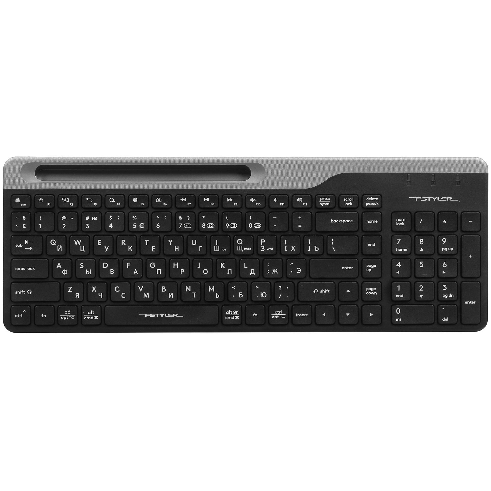 Клавиатура беспроводная A4TECH Fstyler FBK25 BT/Radio slim Multimedia, черная (1/20)