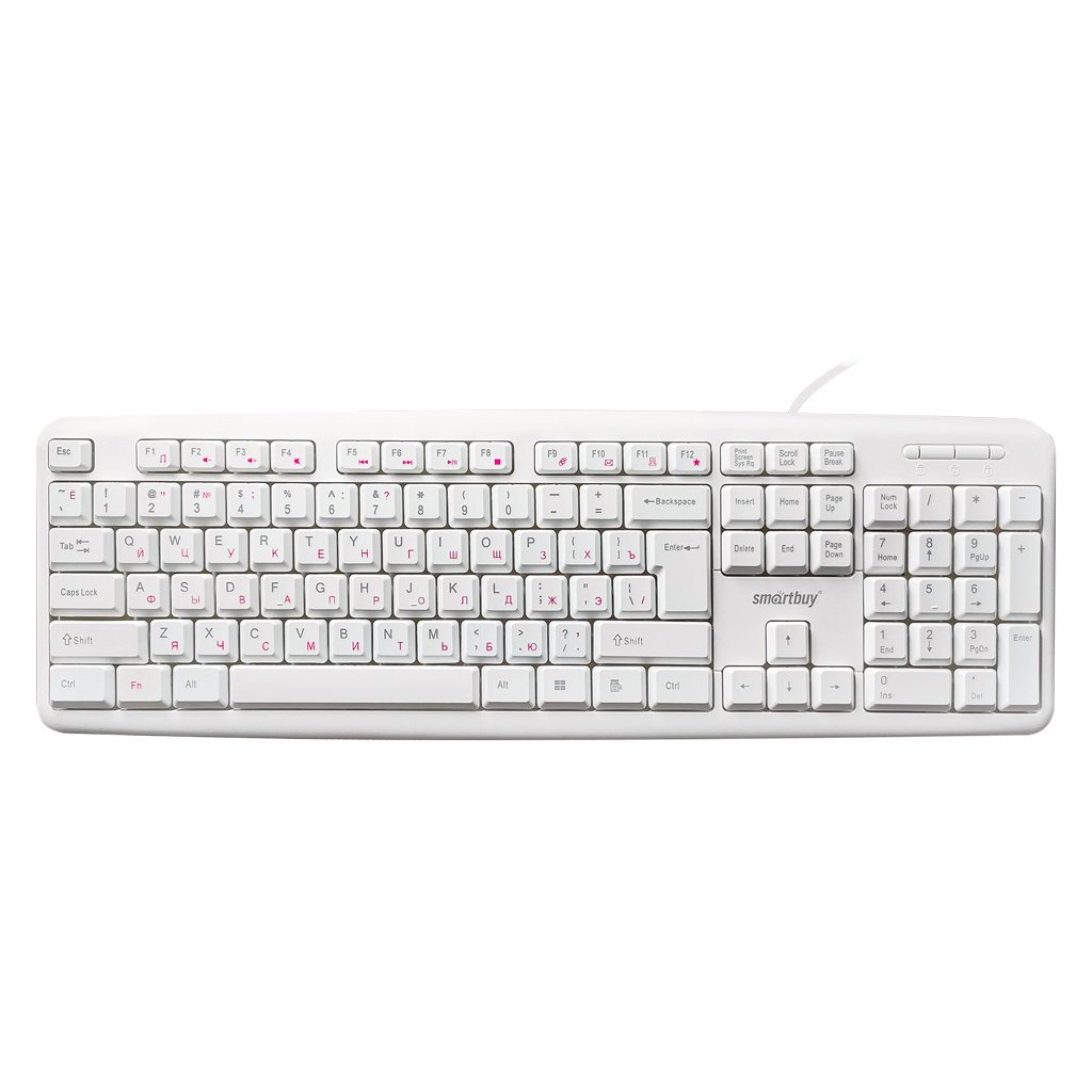 Клавиатура проводная SMARTBUY ONE 210,мультимедийная, USB (SBK-210U-W), белая (1/20)
