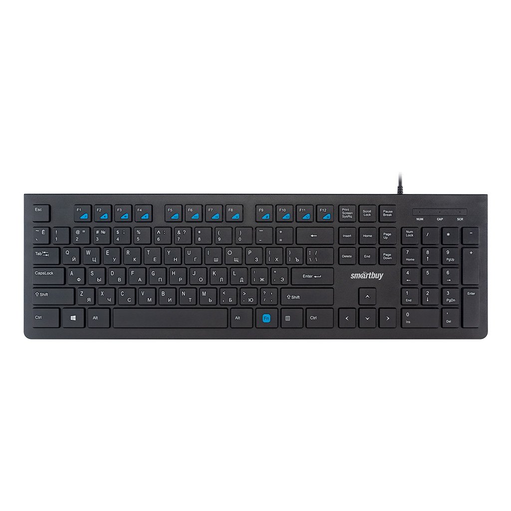 Клавиатура проводная SMARTBUY 206, USB, slim, чёрная (1/20)