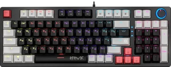 Клавиатура проводная игровая механическая DEFENDER Hawk GK-418 RU,радуж,97кн,1,5м,корич.свитч (1/20)