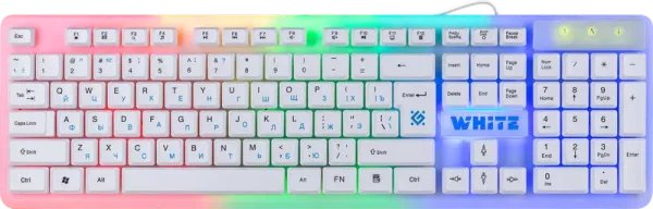 Клавиатура проводная игровая DEFENDER White GK-172 RU,радуж. подсветка,104 кнопки, белая (1/20)