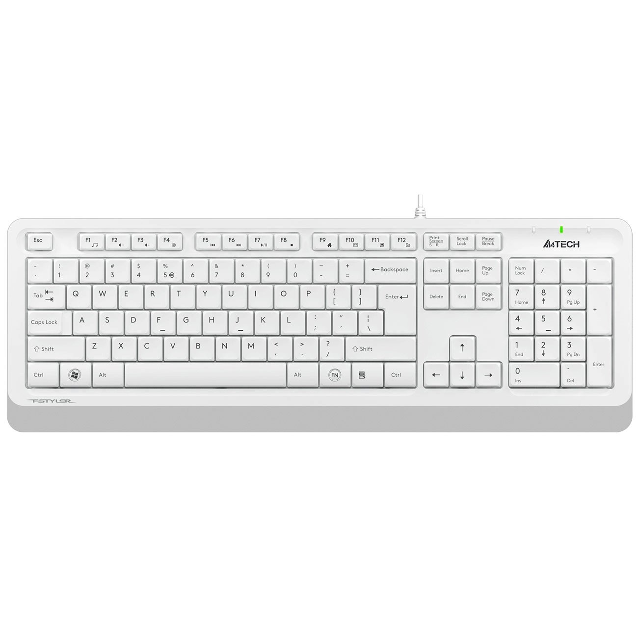 Клавиатура проводная A4TECH Fstyler FK10 USB Multimedia, белая/серая  (1/20)