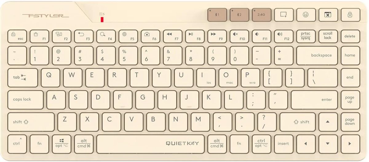Клавиатура беспроводная A4TECH Fstyler FBK26C AS бежевый USB BT/Radio slim Multimedia (FBK26C AS (Beige)) (1/20)