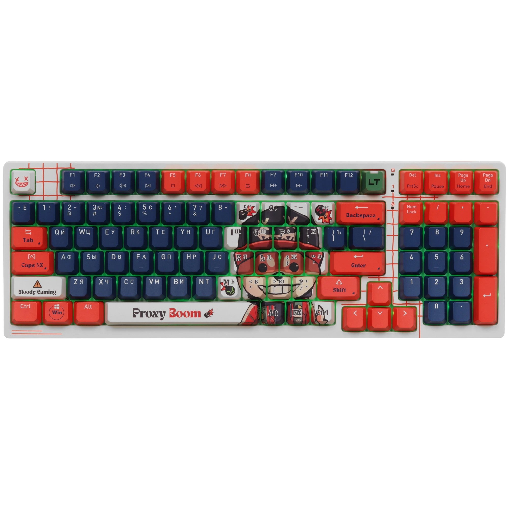 Клавиатура проводная игровая механическая A4TECH Bloody AT98 Proxy Boom механическая USB for gamer LED (AT98), бежевый/красный (1/10)