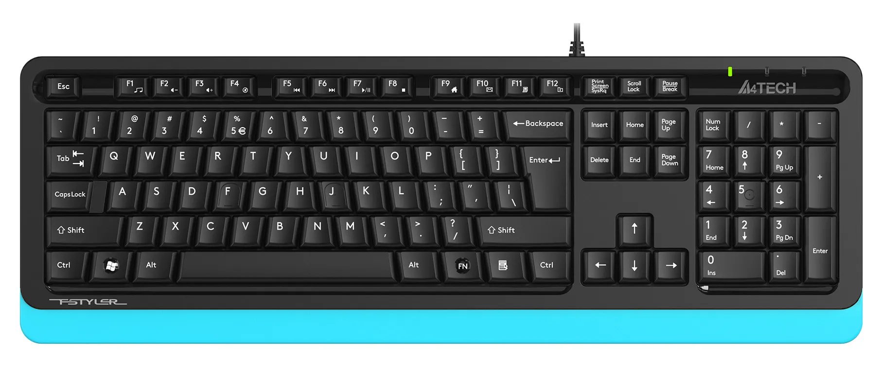 Клавиатура проводная A4TECH Fstyler FKS10 USB, черный/синий (1/20)