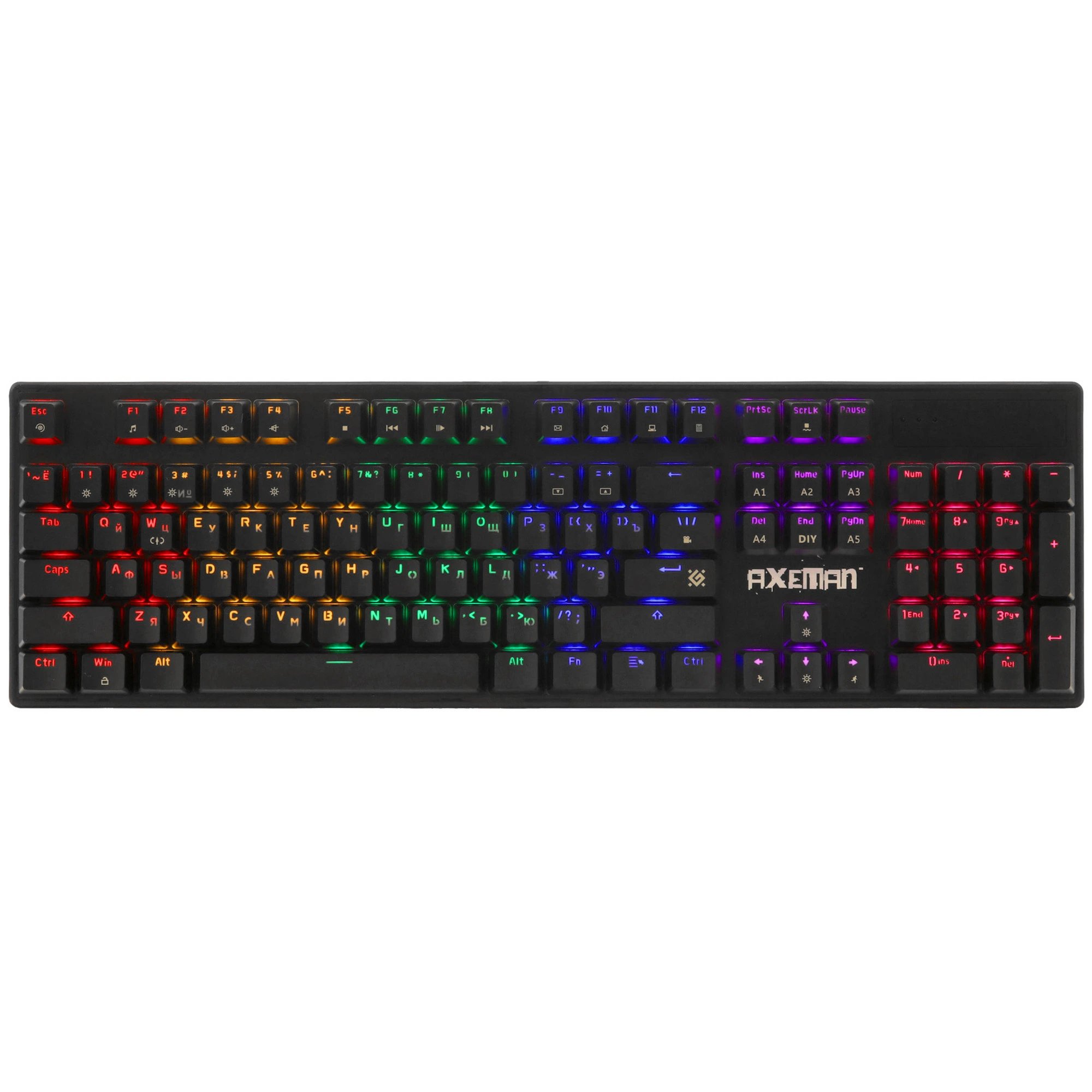 Клавиатура проводная игровая механическая DEFENDER  Axeman GK-302 RU,Rainbow,104+FN,кр.свитчи (1/20)