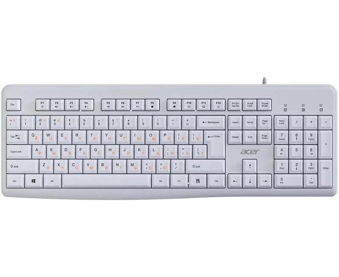 Клавиатура Acer OKW500 белый USB Multimedia (ZL.KBDEE.01S) кабель 1.8м