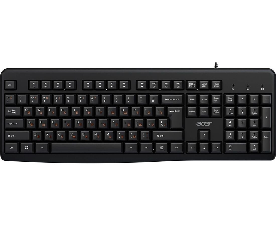 Клавиатура Acer OKW500 черный USB Multimedia (ZL.KBDEE.01T) кабель 1.8м