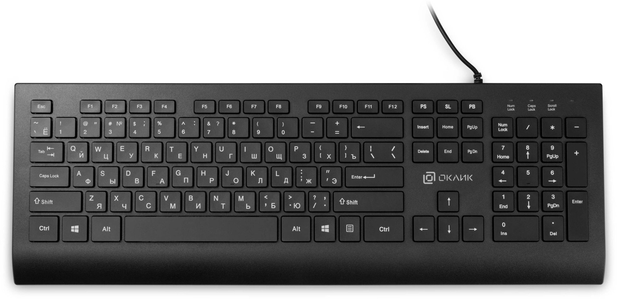 Клавиатура Оклик 155M черный USB slim