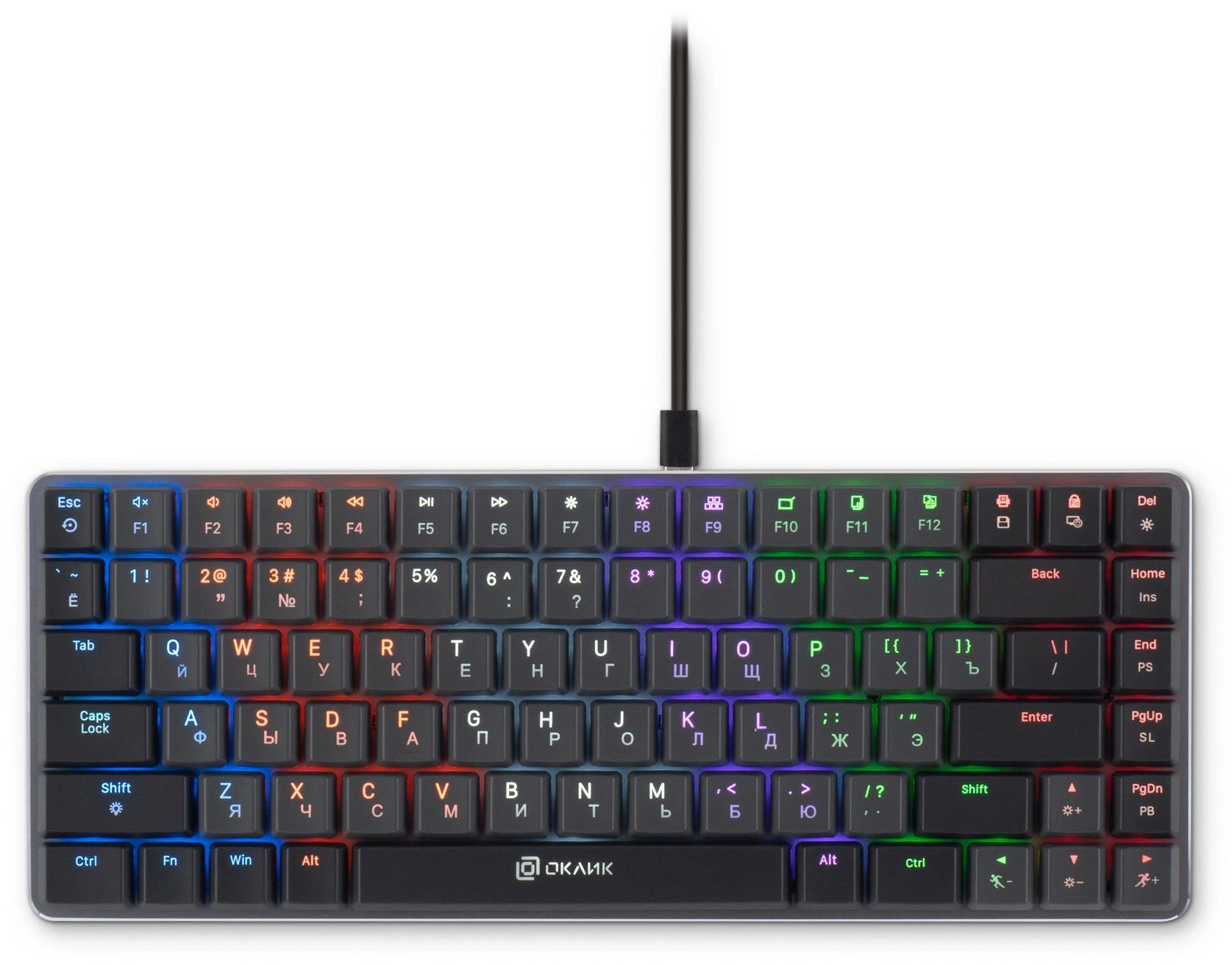 Клавиатура Оклик K615X механическая черный/серебристый USB Multimedia for gamer LED (1934413)