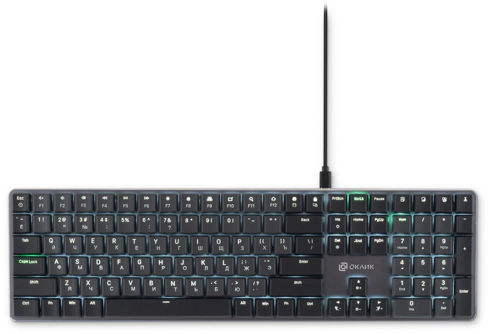 Клавиатура Оклик K953X механическая черный/серый USB Multimedia for gamer LED (1901086)