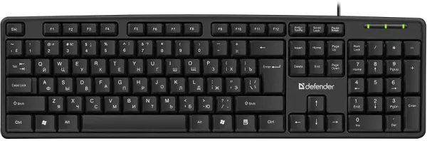 Клавиатура проводная DEFENDER Element HB-520, USB, 104 клавиши, чёрная (1/20)