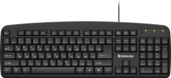 Клавиатура проводная DEFENDER Office HB-910 RU, полноразмерная, черная (1/20)