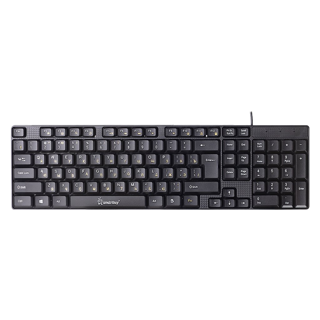 Клавиатура проводная SMARTBUY ONE 113 интерфейс подключения USB черная (SBK-113U-K) (1/20)