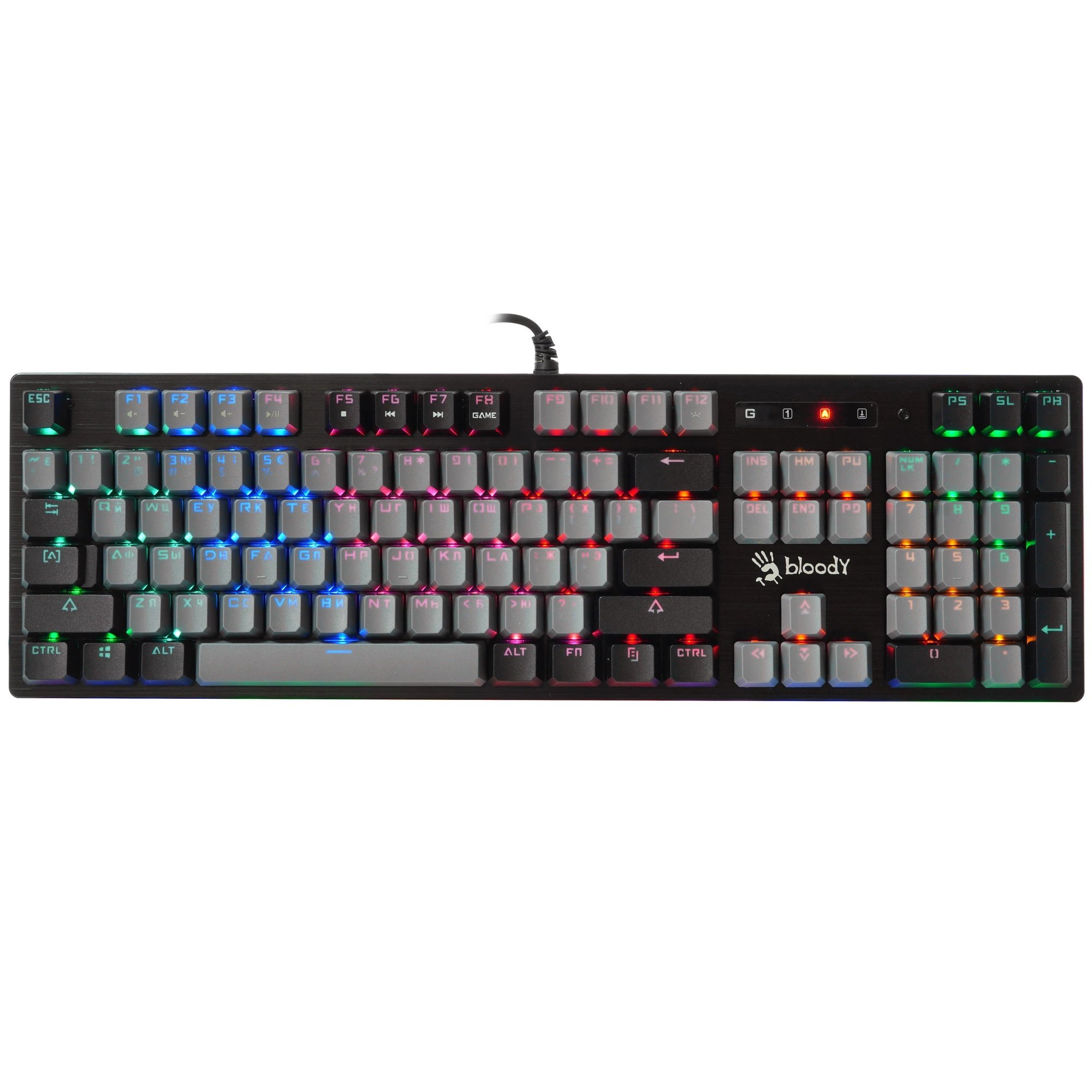 Клавиатура проводная механическая игровая A4Tech Bloody B828N серый/черный USB Multimedia for gamer LED (1/10)