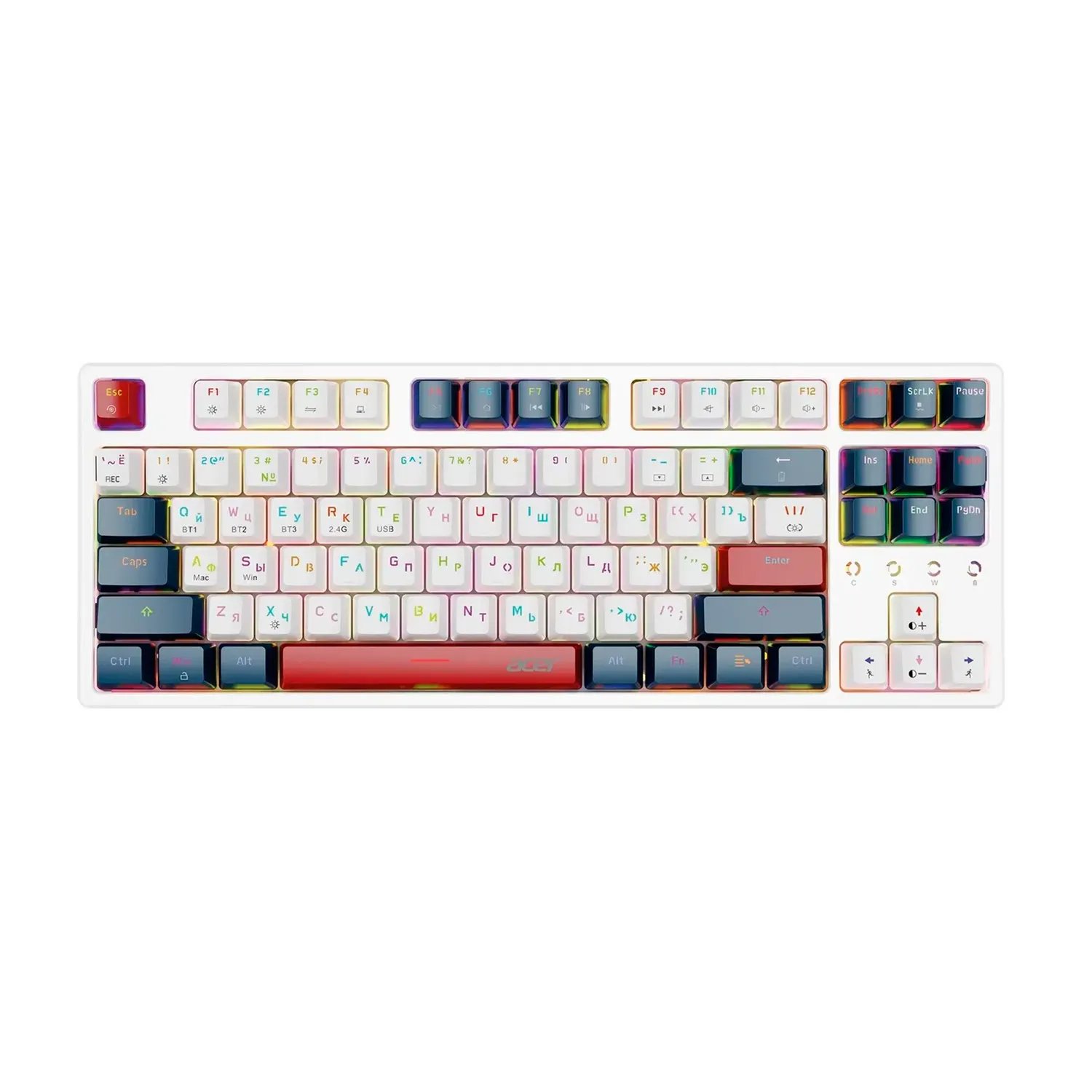 Клавиатура проводная механическая игровая Acer OKR302 белый USB беспроводная BT/Radio for gamer для ноутбука LED (ZL.KBDEE.016) (1/10)