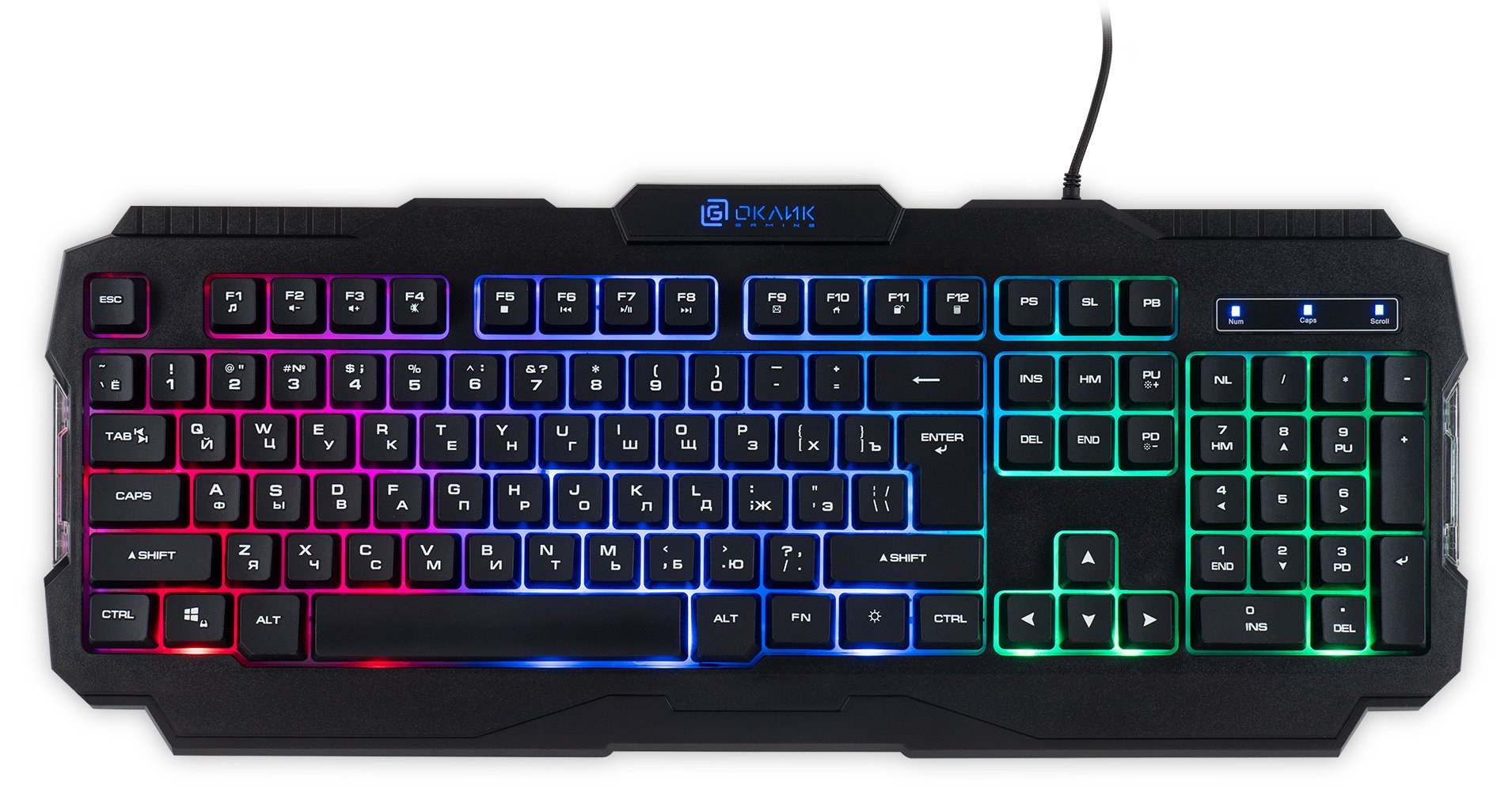 Клавиатура проводная Оклик 757G HW2 черный USB for gamer