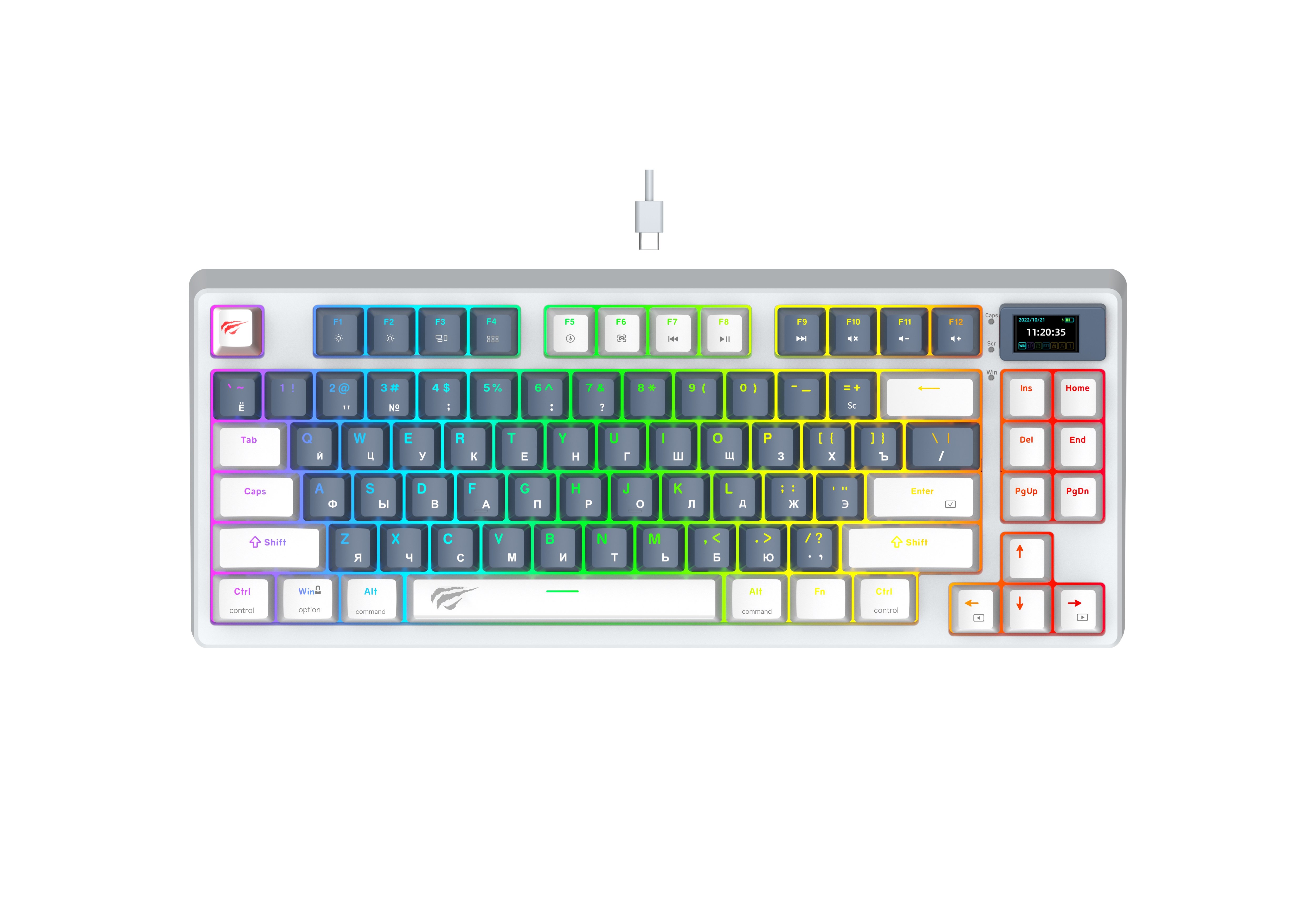 Клавиатура механическая игровая Havit с RGB подсветкой KB884L-RU белый; синий