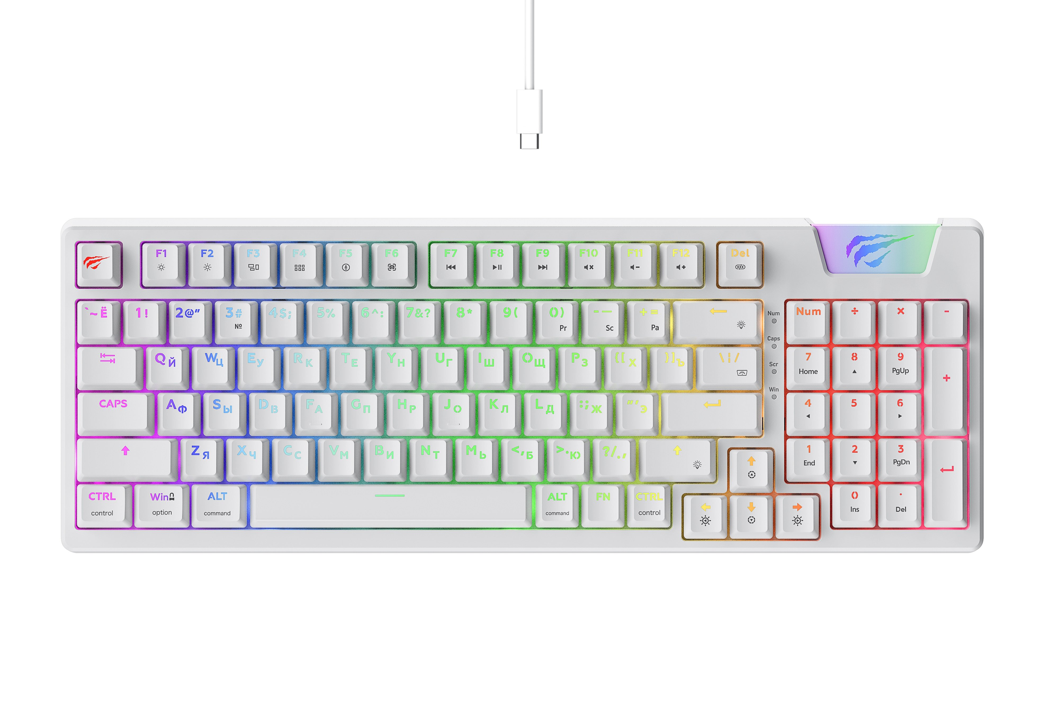Клавиатура механическая игровая Havit с RGB подсветкой KB885L-RU белый