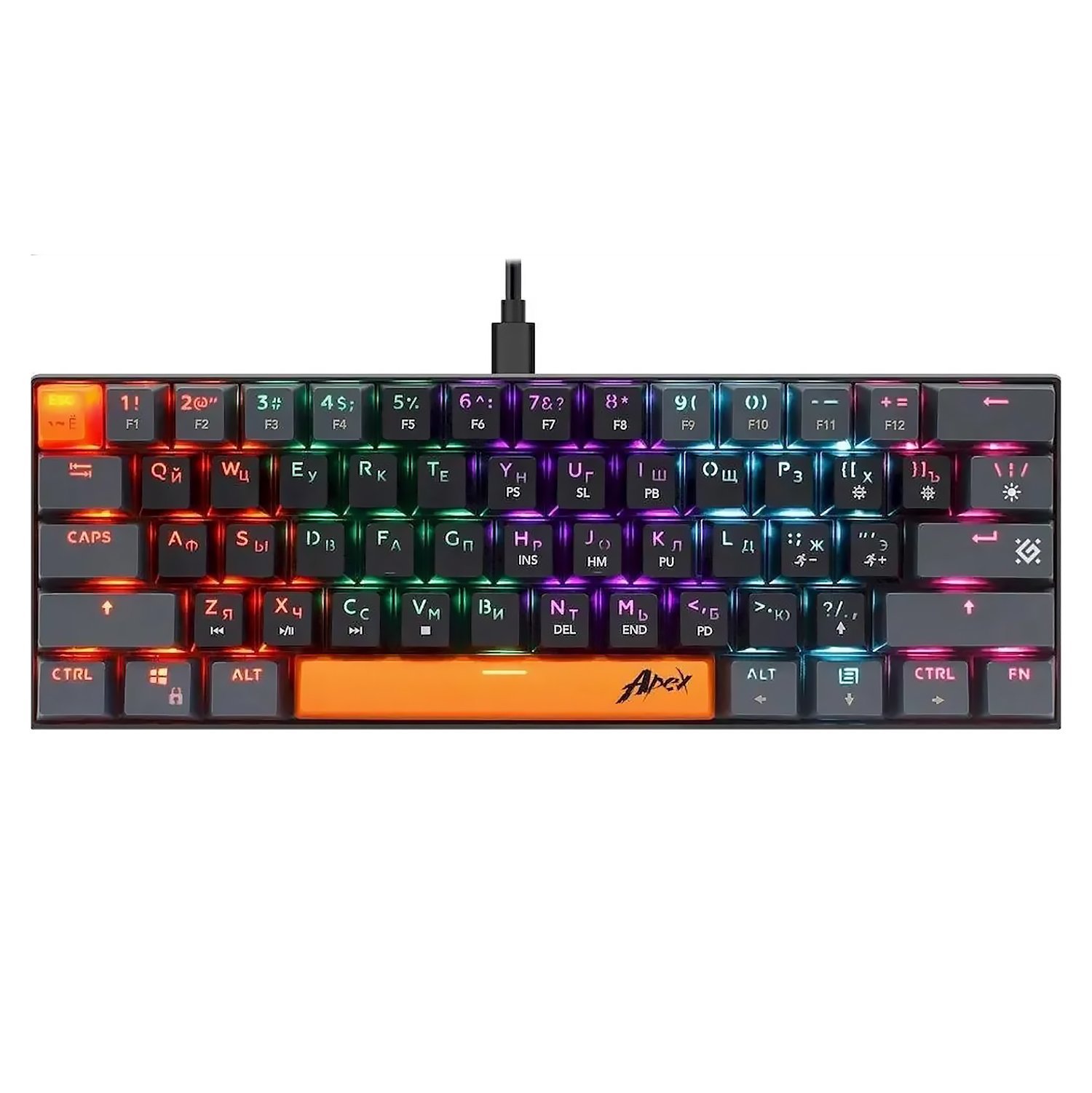 Клавиатура Defender Apex GK-002 игровая механическая (61кн, OUTEMU Red) (gray) (237345)