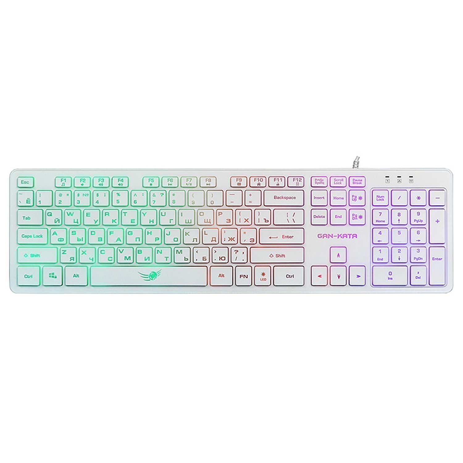 Клавиатура Dialog KGK-17U Gan-Kata мембранная игровая с подсветкой USB (white) (133004)