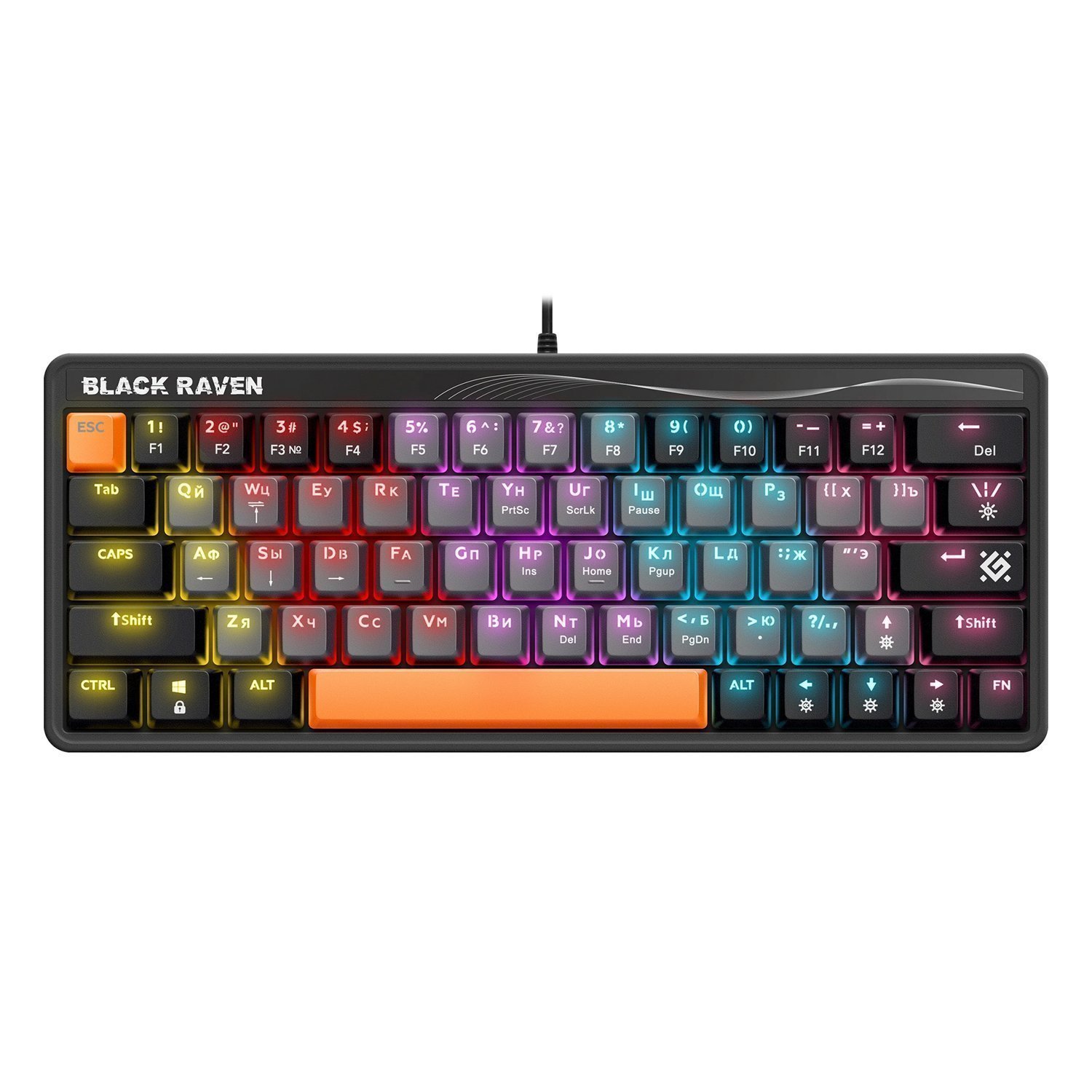 Клавиатура Defender Black Raven GK-417 игровая механическая  (63кн, OUTEMU Red) (gray) (237347)