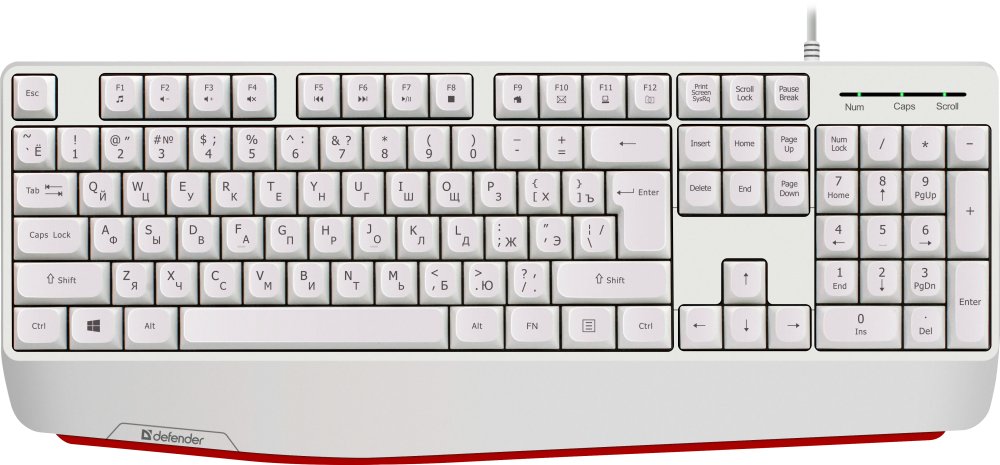 Клавиатура Defender Atom HB-546 RU (45547) проводная, белый