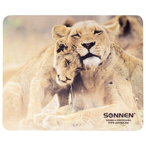 Коврик для мыши Sonnen 513310 Lions, резина + ткань, 220х180х3мм