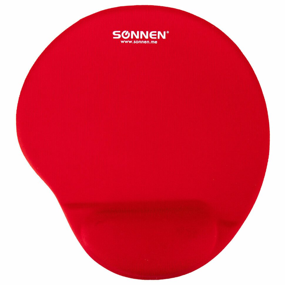 Коврик для мыши Sonnen 513301 полиуретан + лайкра, 250х220х20мм, красный